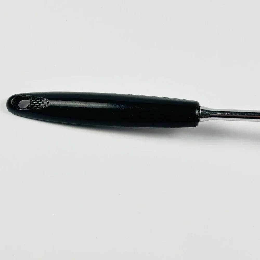 2 Vtg Ecko Spoons Slotted Metal Serving Spoon Utensil Black Plastic Handle